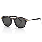 Tom Ford Men Round Frame Black Horn Sunglasses