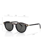 Tom Ford Men Round Frame Black Horn Sunglasses