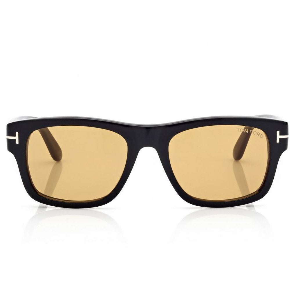 Tom Ford Men Round Square Frame Shiny Smoky Black Sunglasses