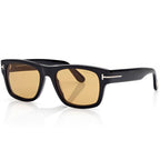 Tom Ford Men Round Square Frame Shiny Smoky Black Sunglasses
