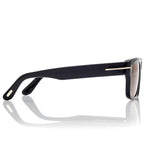 Tom Ford Men Round Square Frame Shiny Smoky Black Sunglasses