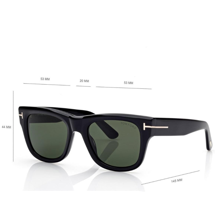Tom Ford Men Sqaure Frame Dark Black Sunglasses