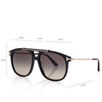 Tom Ford Women Pilot Frame Black Sunglasses