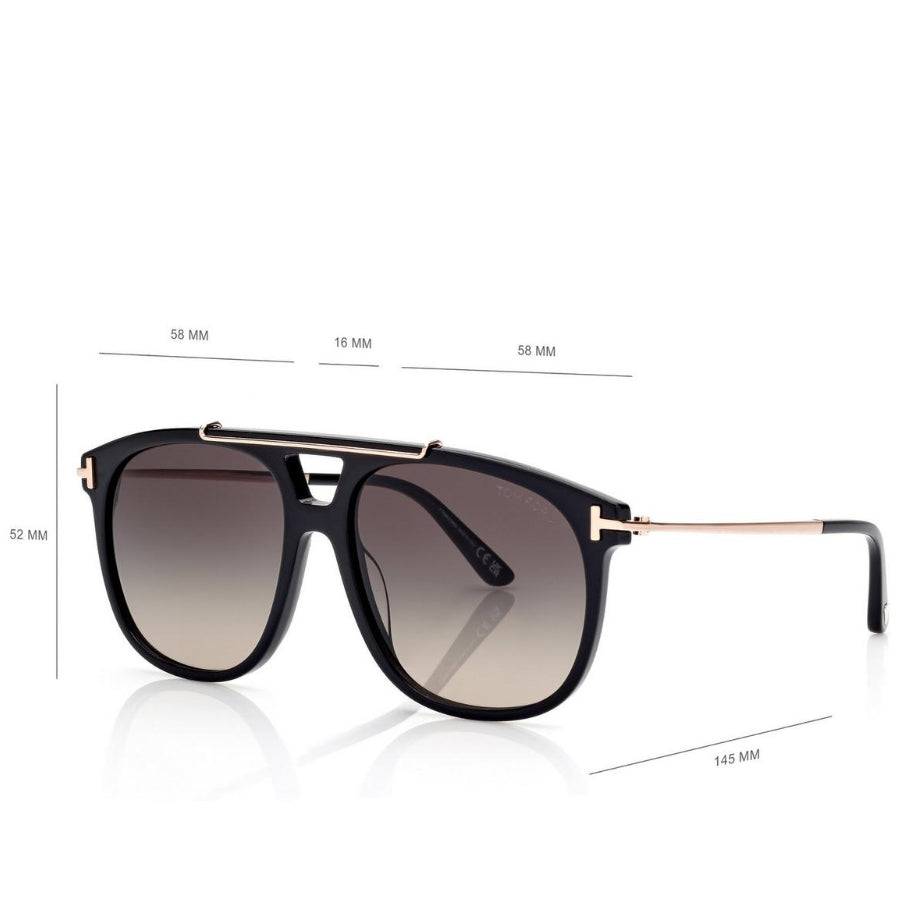 Tom Ford Women Pilot Frame Black Sunglasses