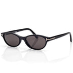 Tom Ford Women Oval Frame Matte Black Sunglasses