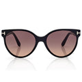Tom Ford Women Round Frame Pitch Black Sunglasses