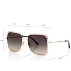 Tom Ford Women Square Frame Rode Gold Sunglasses