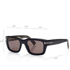 Tom Ford Men Sqaure Frame Dark Shiny Black Sunglasses