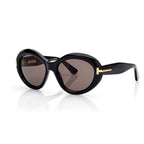 Tom Ford Women Oval Frame Onyx Black Sunglasses