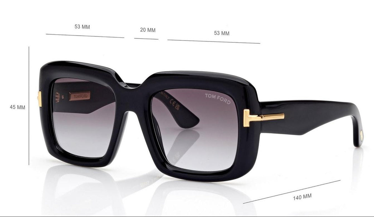 Tom Ford Women Square Frame Black Sunglasses