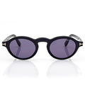 Tom Ford Men Oval Frame Shiny Matte Black Sunglasses