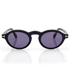 Tom Ford Men Oval Frame Shiny Matte Black Sunglasses