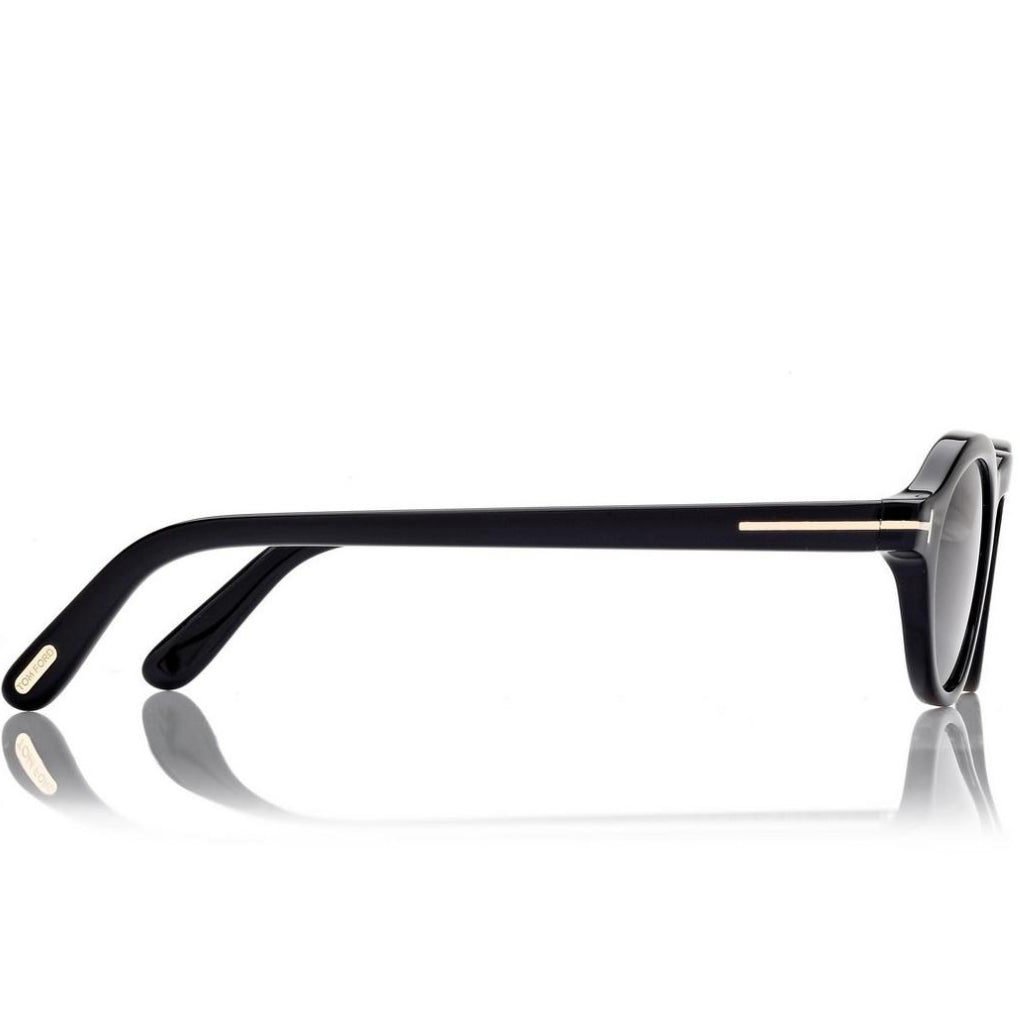 Tom Ford Men Oval Frame Shiny Matte Black Sunglasses