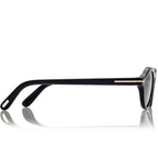 Tom Ford Men Oval Frame Shiny Matte Black Sunglasses