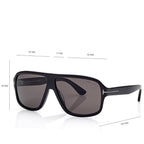 Tom Ford Men Pilot Frame Shiny Deep Black Sunglasses