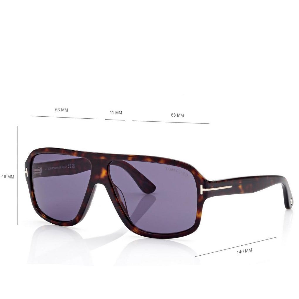 Tom Ford Men Pilot Frame Dark Havana Sunglasses