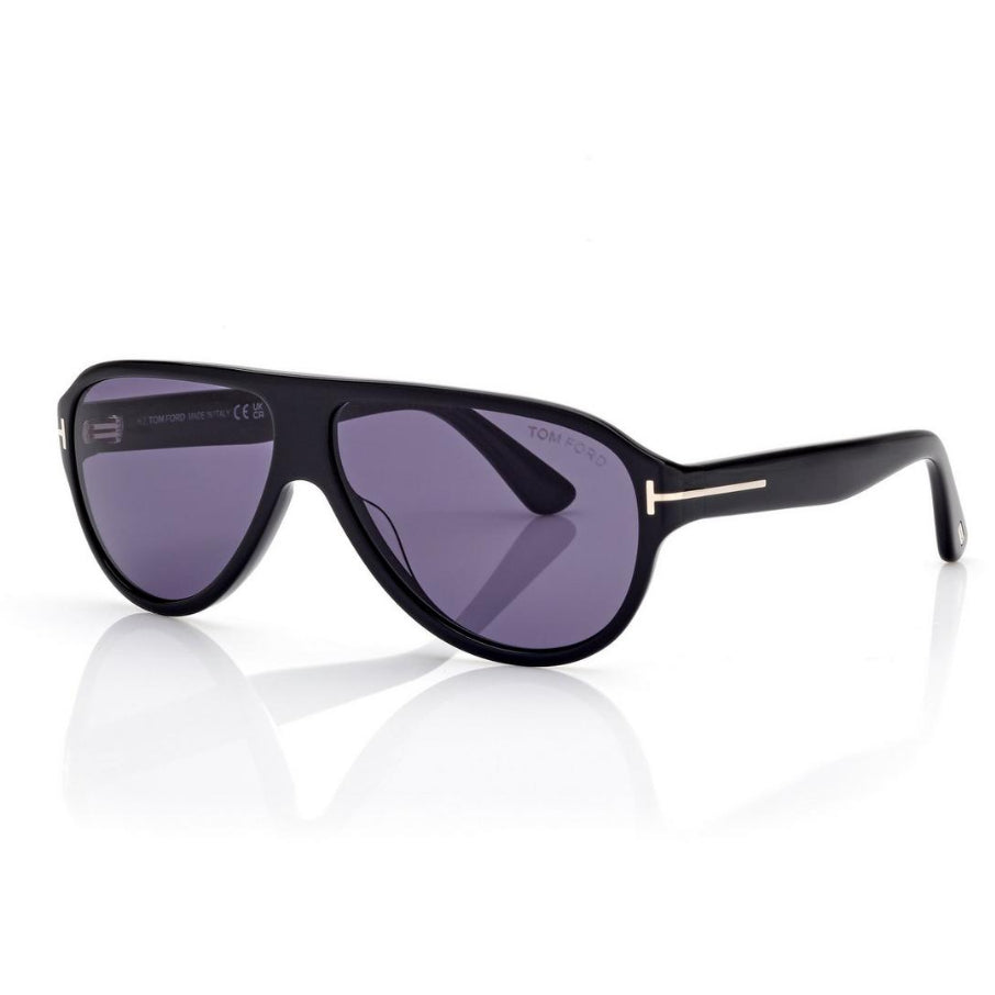 Tom Ford Men Pilot Frame Shiny Matte Black Sunglasses