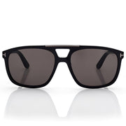 Tom Ford Women Navigator Frame Shiny Smoky Black Sunglasses