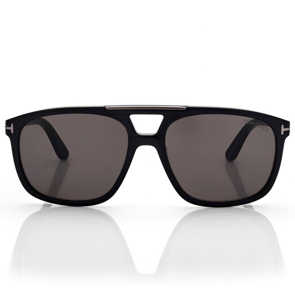 Tom Ford Men Navigator Frame Shiny Smoky Black Sunglasses