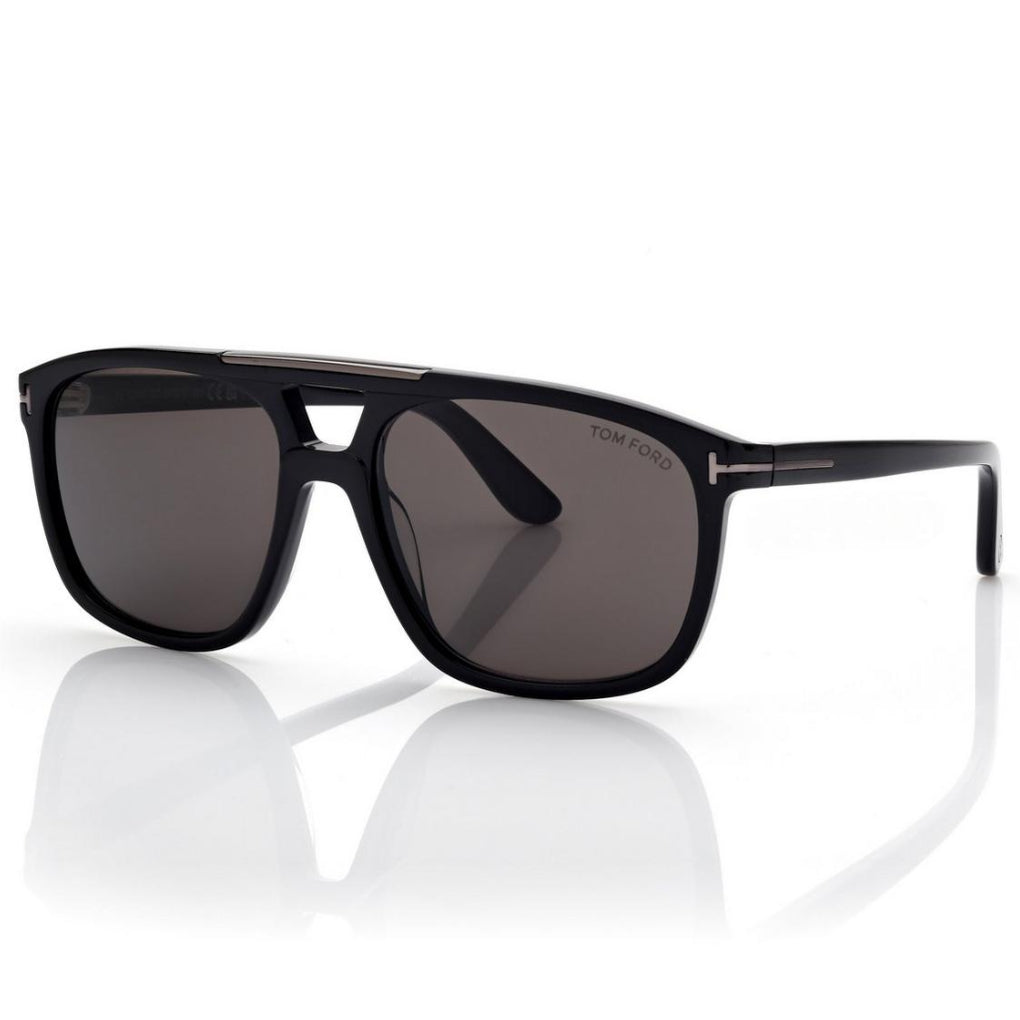 Tom Ford Women Navigator Frame Shiny Smoky Black Sunglasses