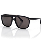 Tom Ford Women Navigator Frame Shiny Smoky Black Sunglasses
