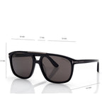 Tom Ford Women Navigator Frame Shiny Smoky Black Sunglasses