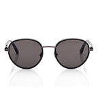 Tom Ford Men Round Frame Shiny Smoky Black Sunglasses