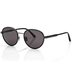 Tom Ford Men Round Frame Shiny Smoky Black Sunglasses