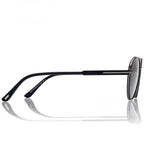Tom Ford Men Round Frame Shiny Smoky Black Sunglasses