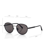 Tom Ford Men Round Frame Shiny Smoky Black Sunglasses