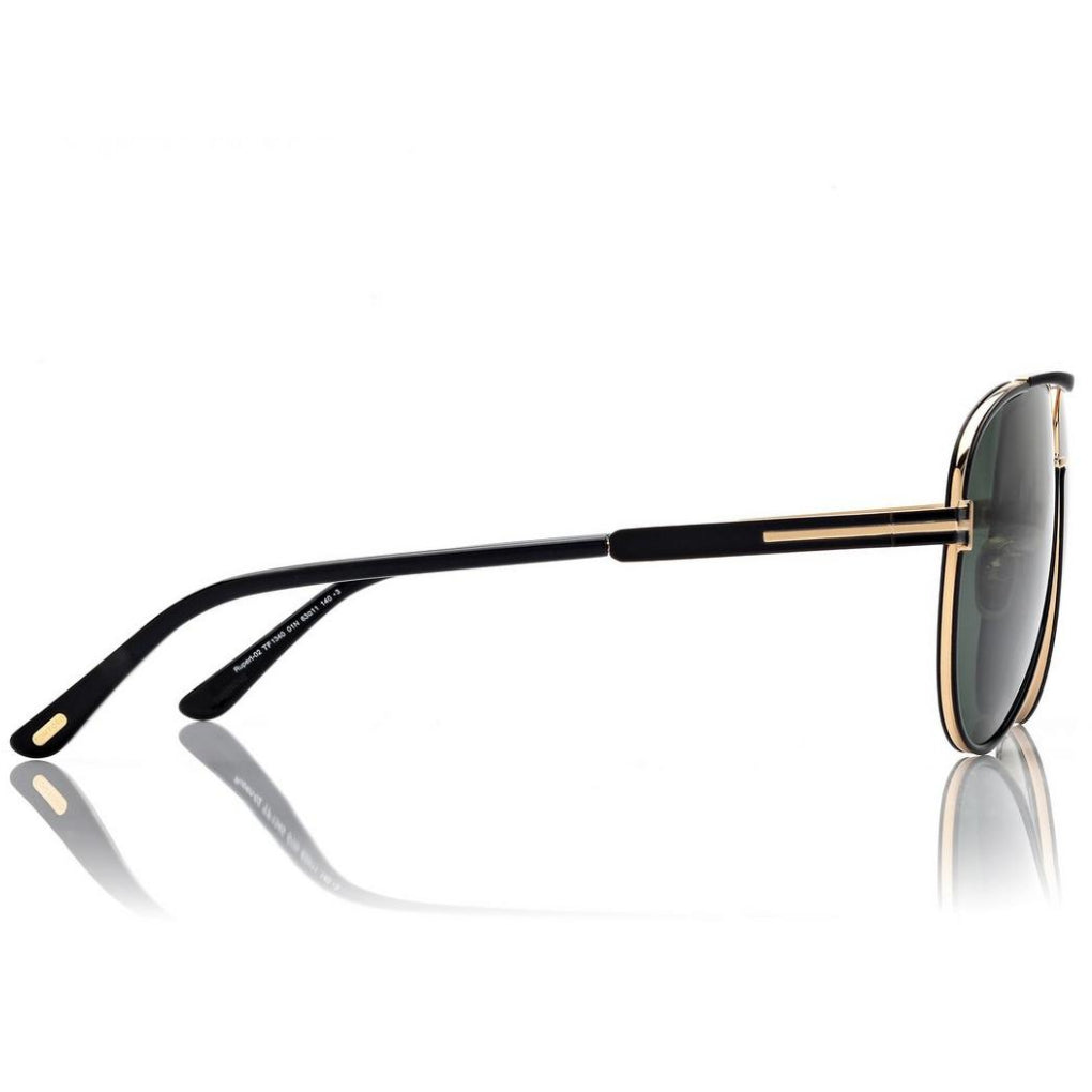 Tom Ford Men Pilot Frame Shiny Coal Black Sunglasses