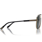 Tom Ford Men Pilot Frame Shiny Coal Black Sunglasses