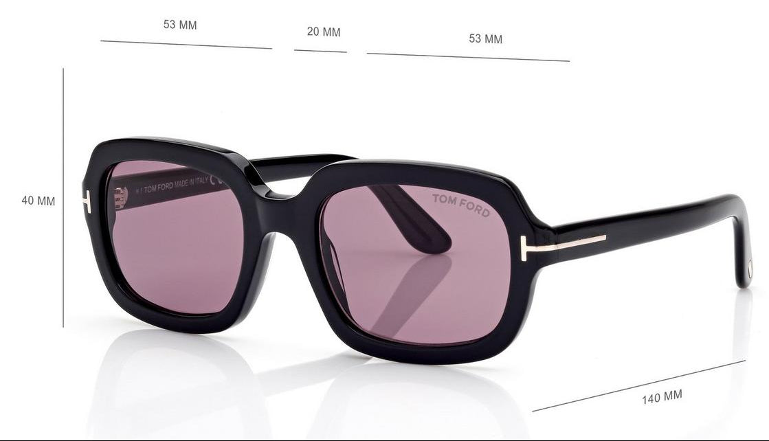 Tom Ford Women Rectangle Frame Mate Black Sunglasses