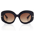 Tom Ford Women Oval Frame  Shiny Black Sunglasses