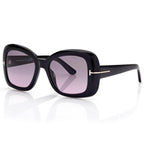 Tom Ford Women Square Frame Steel Black Sunglasses