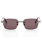 Tom Ford Men Rimless Frame Shine Black Sunglasses