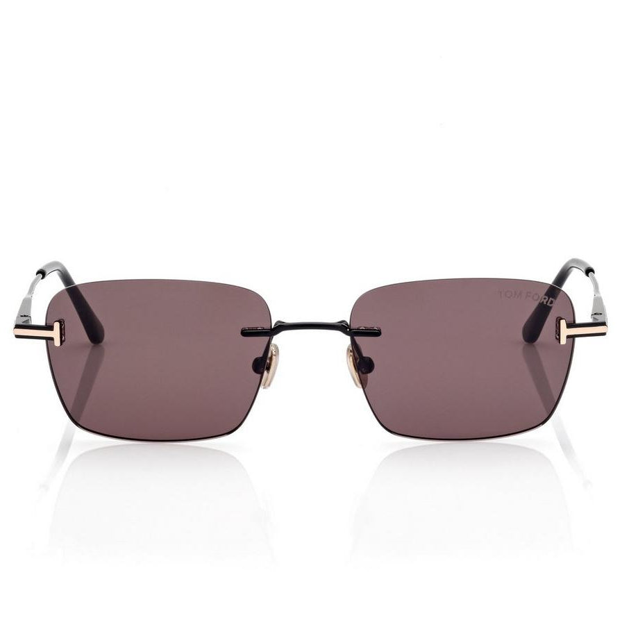 Tom Ford Men Rimless Frame Shine Black Sunglasses