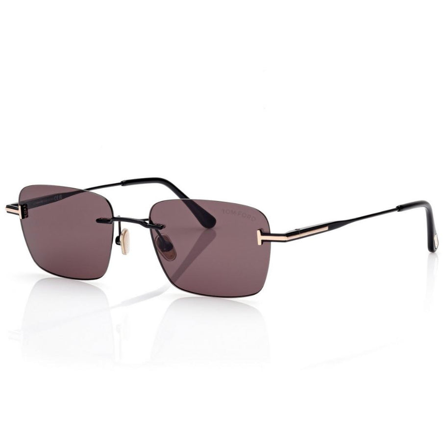 Tom Ford Men Rimless Frame Shine Black Sunglasses