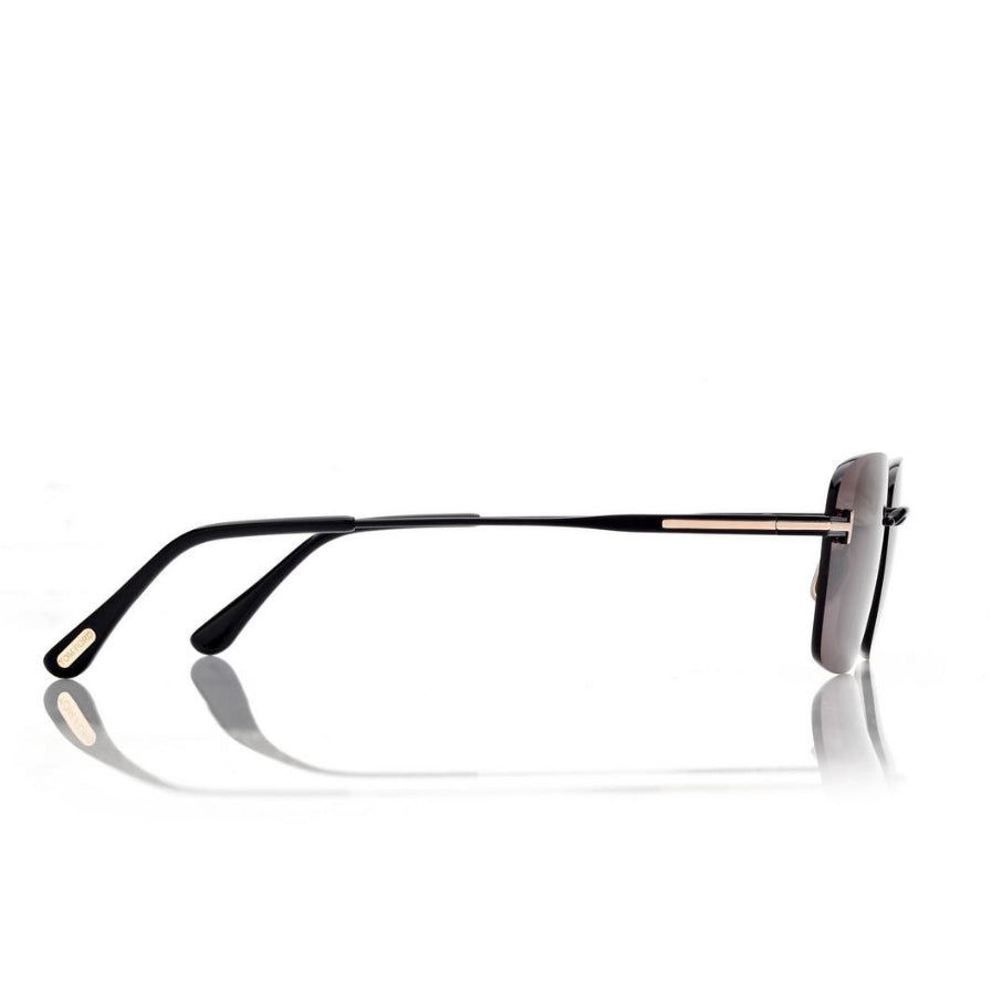 Tom Ford Men Rimless Frame Shine Black Sunglasses