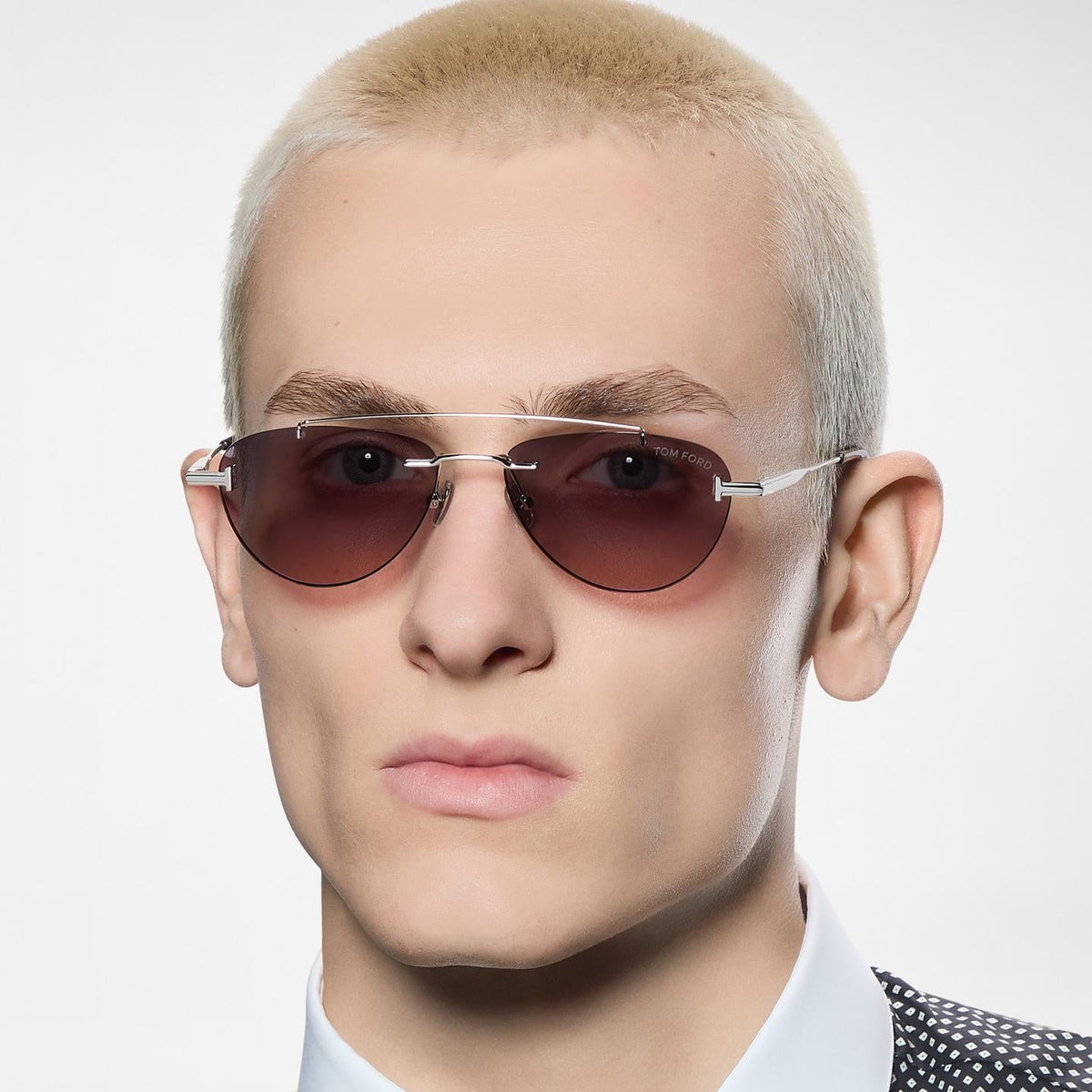 Tom Ford Men Frameless Frame Shiny Palladium Sunglasses