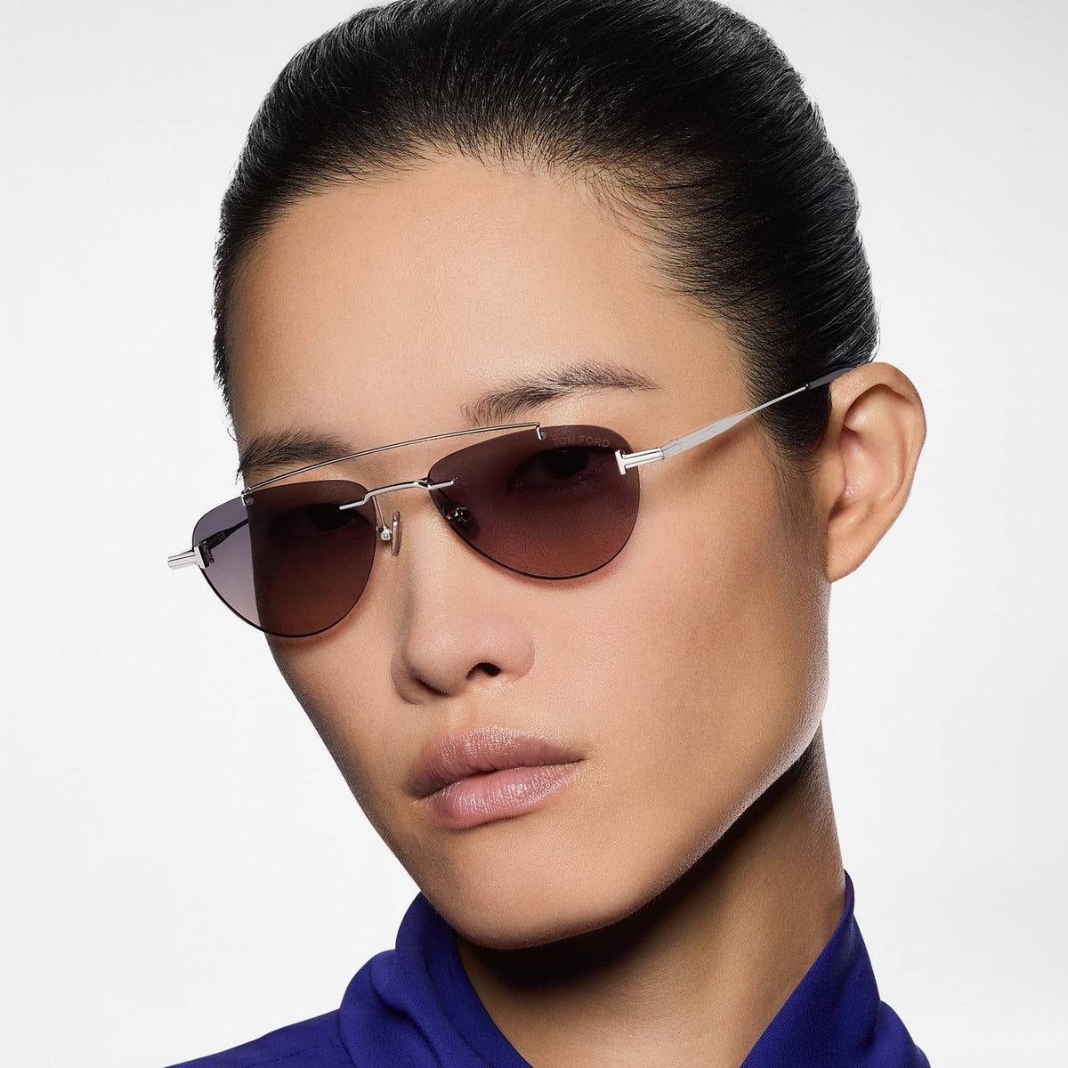 Tom Ford Men Frameless Frame Shiny Palladium Sunglasses
