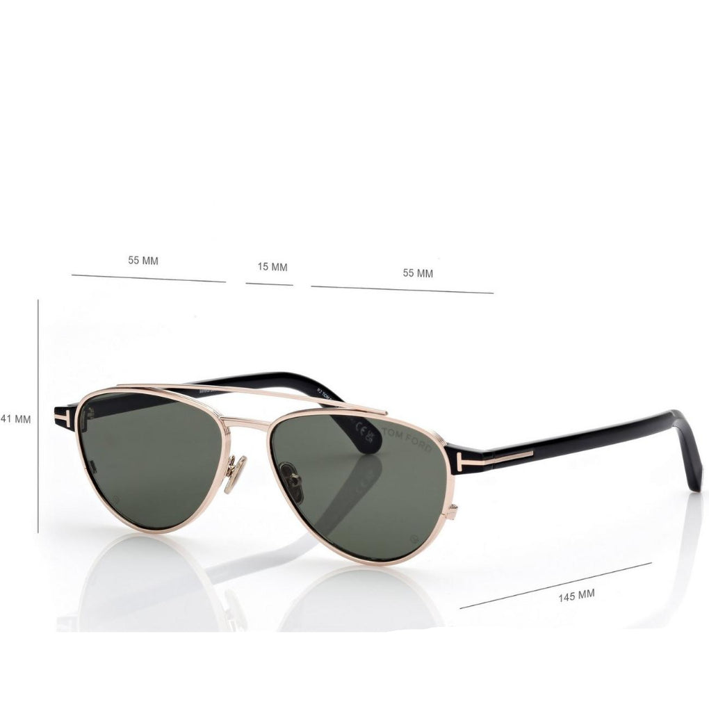 Tom Ford Men Irregular Frame Metallic Gold Sunglasses