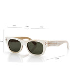 Tom Ford Men Round Sqaure Frame White Horn Sunglasses