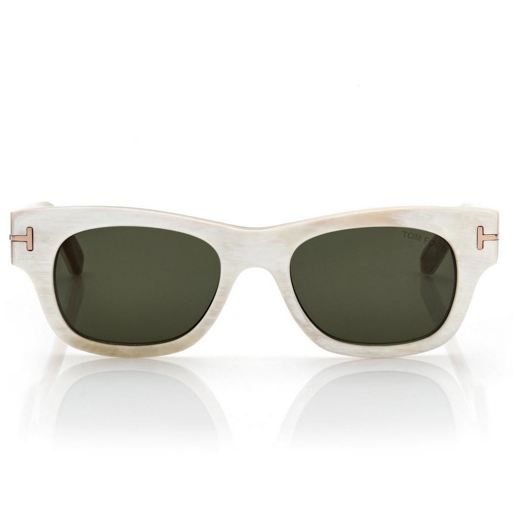 Tom Ford Men Round Sqaure Frame White Horn Sunglasses