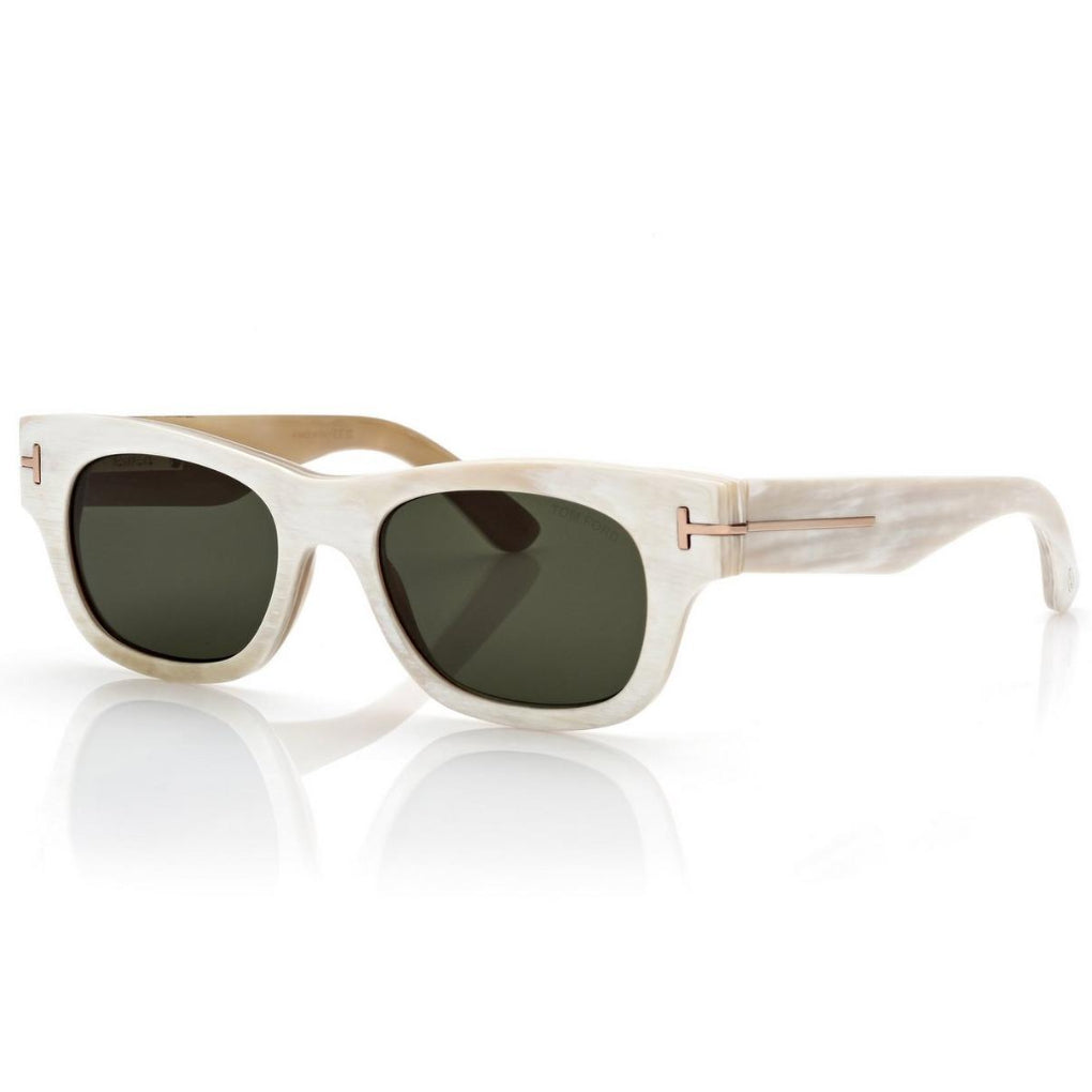 Tom Ford Men Round Sqaure Frame White Horn Sunglasses