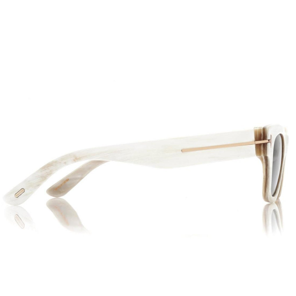 Tom Ford Men Round Sqaure Frame White Horn Sunglasses