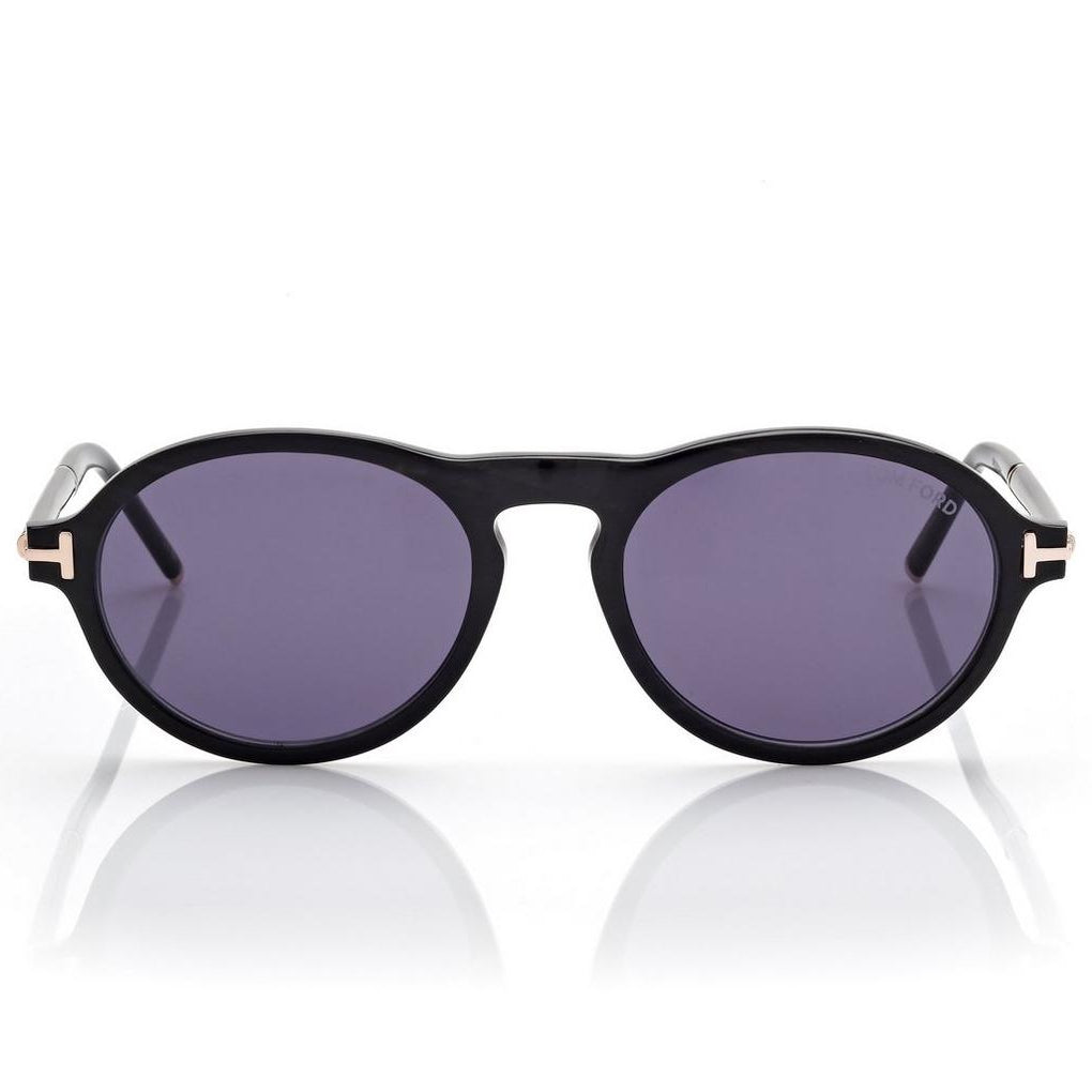 Tom Ford Men Round Frame Matt Black Sunglasses