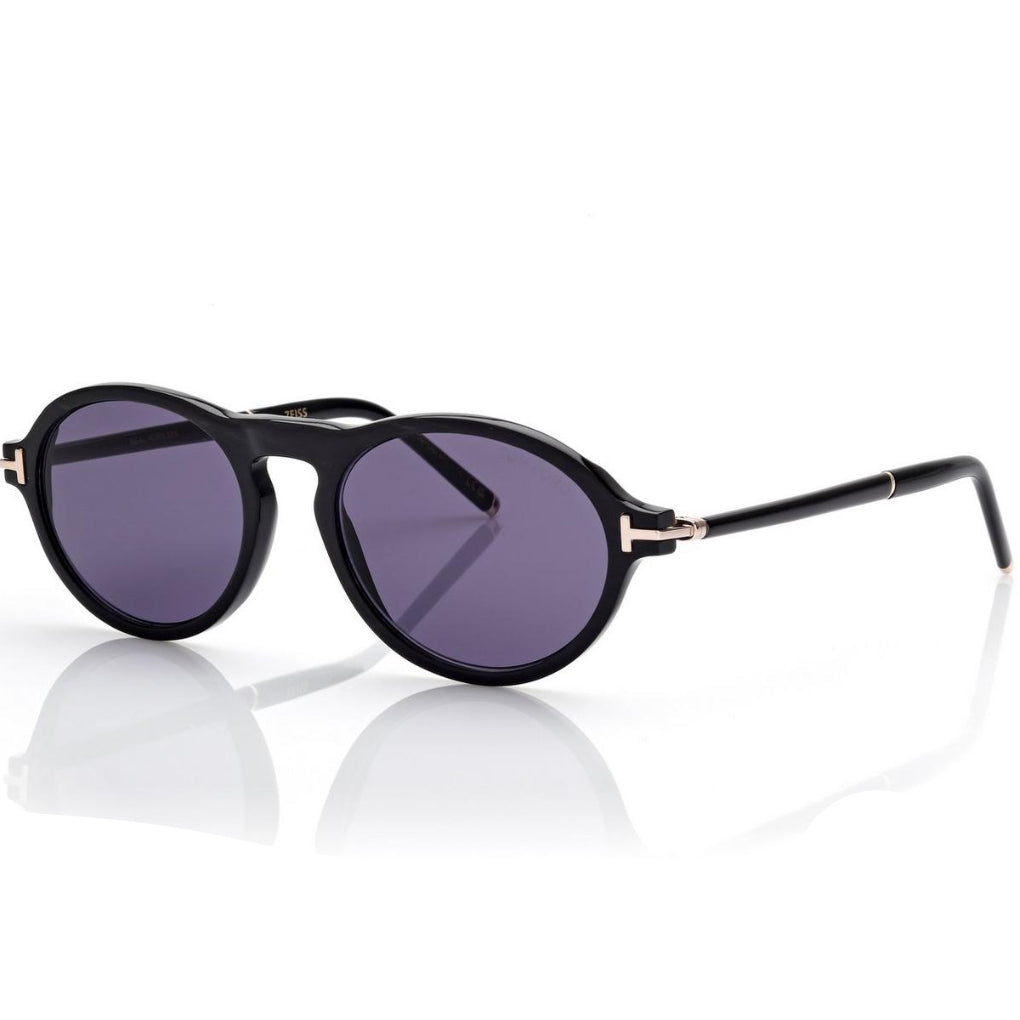 Tom Ford Men Round Frame Matt Black Sunglasses