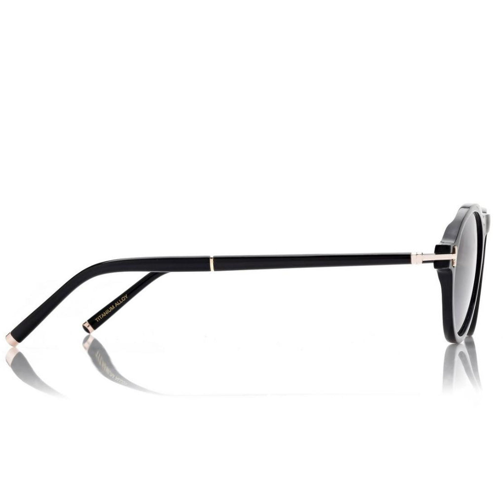 Tom Ford Men Round Frame Matt Black Sunglasses
