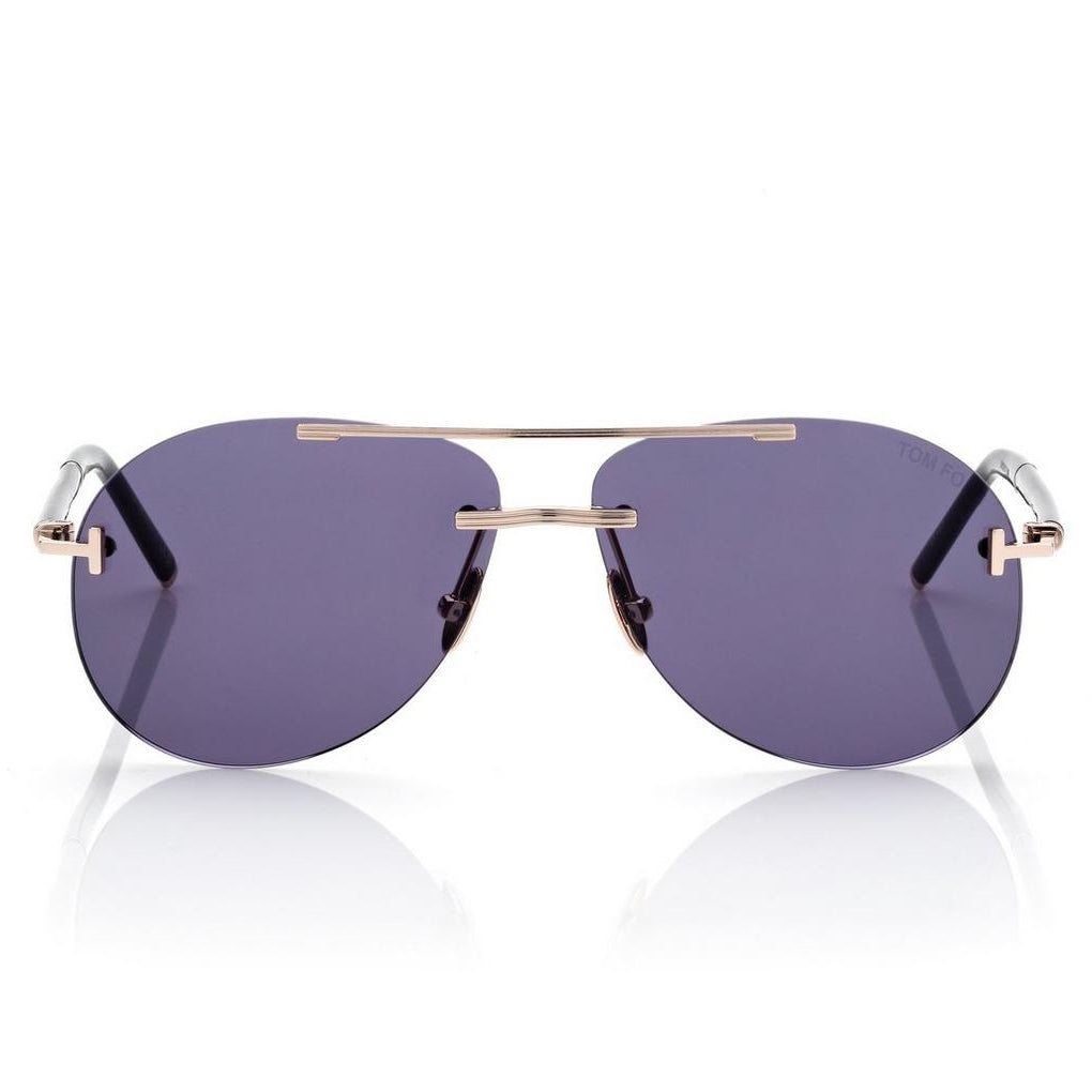 Tom Ford Men Pilot Frame Shiny Gold Sunglasses